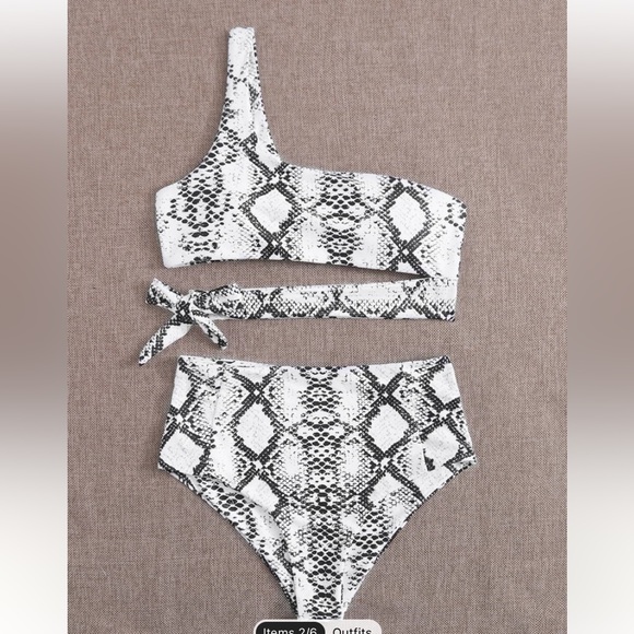 SHEIN Snakeskin One Shoulder High Waisted Bikini - Picture 2 of 3